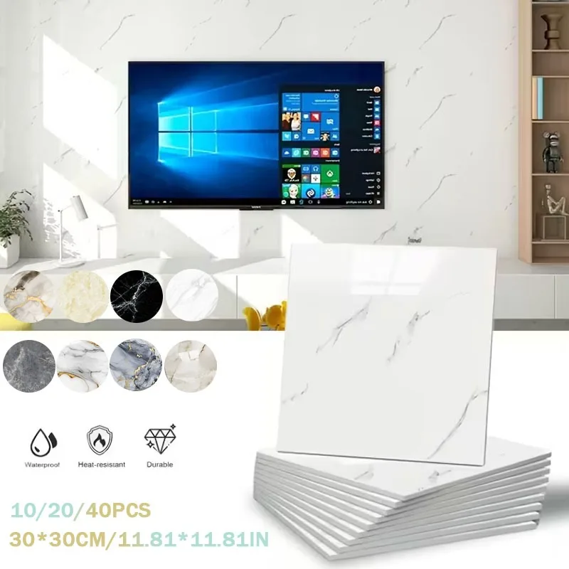 10-40 قطعة تقليد ثلاثية الأبعاد الرخام الجدار ملصق ذاتية اللصق مقاوم للماء Oilproof خلفية ل بلاط المطبخ جدار لتقوم بها بنفسك الديكور #1