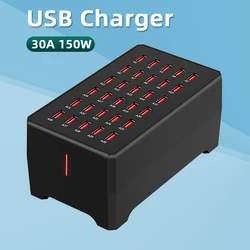 USB Charger 30 Ports 150W Universal Wall Desktop Fast Charging Station Dock for Mobile Phone Power Adapter