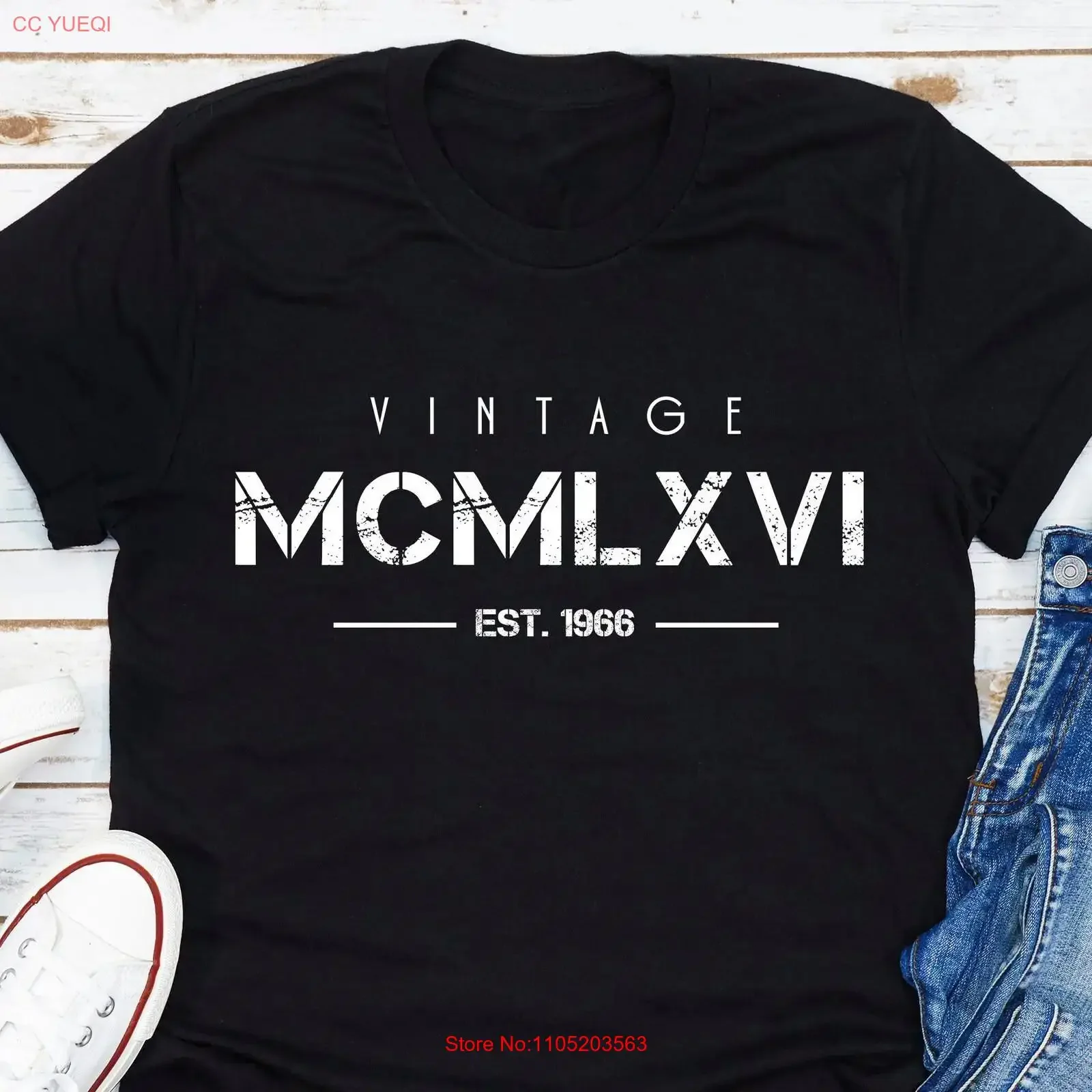 Vintage Born In 1966 T Shirt Roman Numerals Year Of Birth 56th Birthday  vintage Washed Top For Everyday Wear graphic Soft