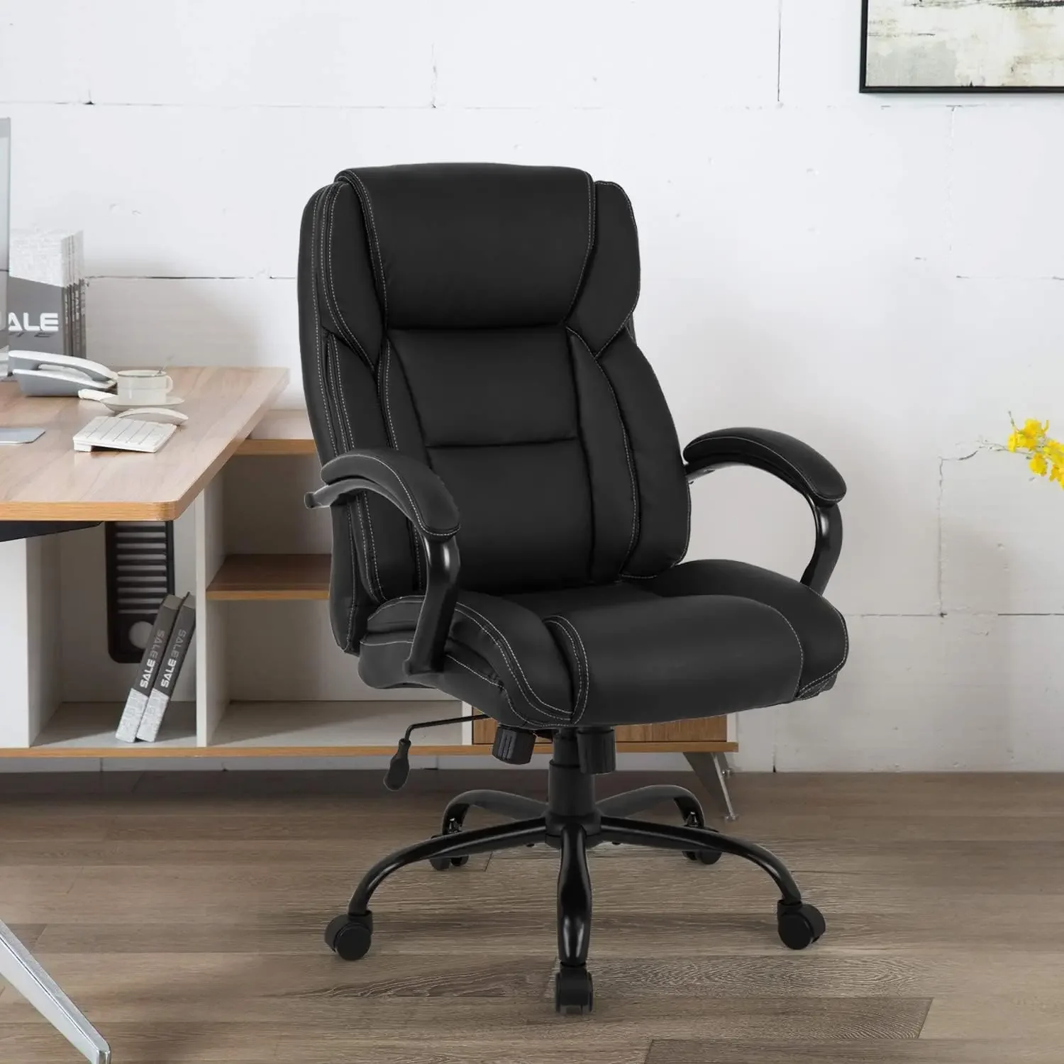 

Big and Tall Ergonomic Computer Office Chair 500lb High Back PU Executive Chair with Lumbar Support Headrest