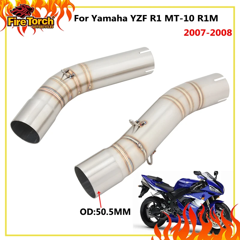 Slip On For Yamaha YZF R1 MT-10 R1M 2007 2008 Motorcycle Stainless Systems Exhaust Escape Muffler 50.8mm Middle Link Pipe