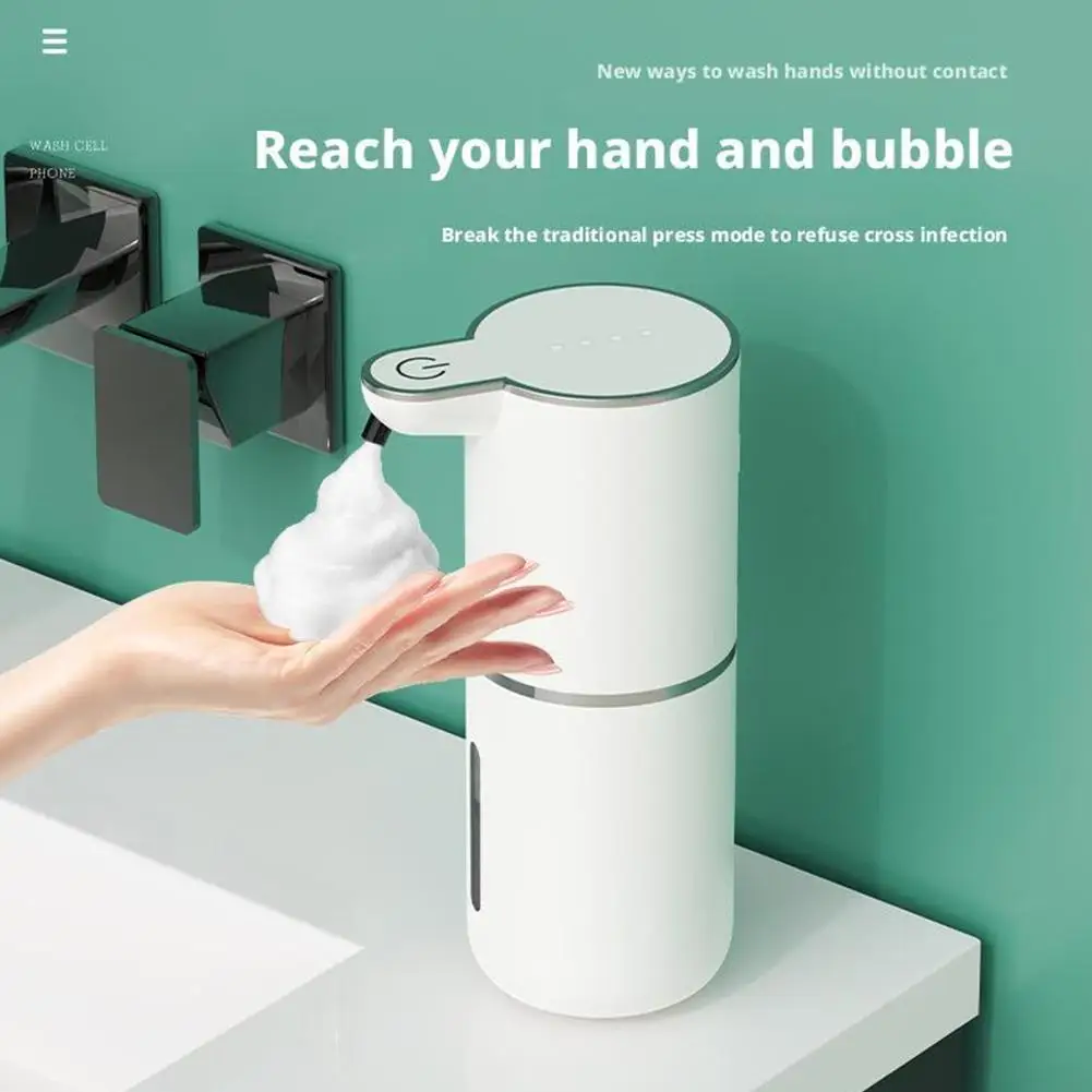 موزع الصابون السائل الأوتوماتيكي بدون لمس رغوي 380 مل USB قابل لإعادة الشحن كهربائي 4 مستويات ملحقات الحمامات القابلة للتعديل