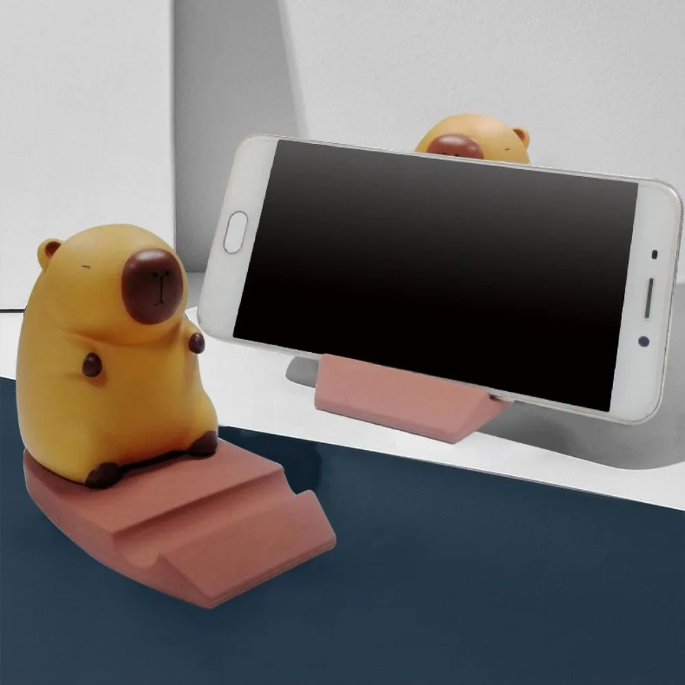 Figure Model Capybara Phone Holder Support PVC Doll Capybara Mobile Phone Stand Animal Desk Decor Capybara Cell Phone Bracket