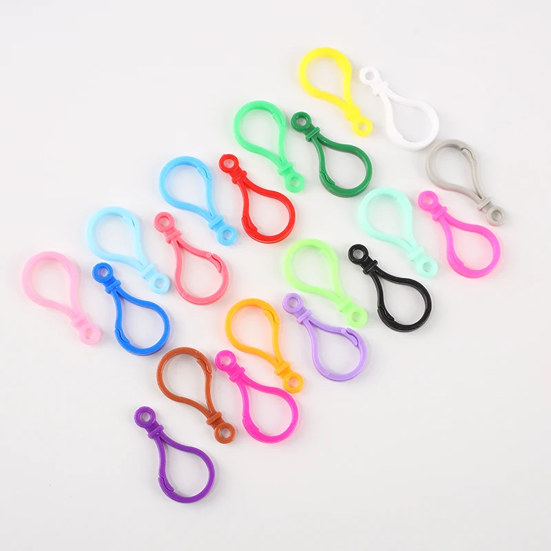 10/50/100/1000pcs Random Color Colorful Plastic Lamp Shape Buckle Snap Hook Lobster Clasp for Keychain Handmade Jewelry Making