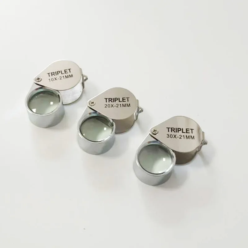 Phyhoo-トリプル拡大鏡,光学アイ拡大鏡,折りたたみ式ダイヤモンドジュエリールーペ,21mm, 10x20x30x
