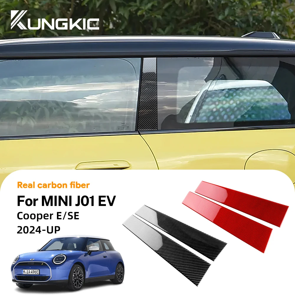 

Car B Pillars Panel Exterior Sticker for Mini Cooper Electeric EV J01 E SE 2024 2025 Real Soft Carbon Fiber Accessories