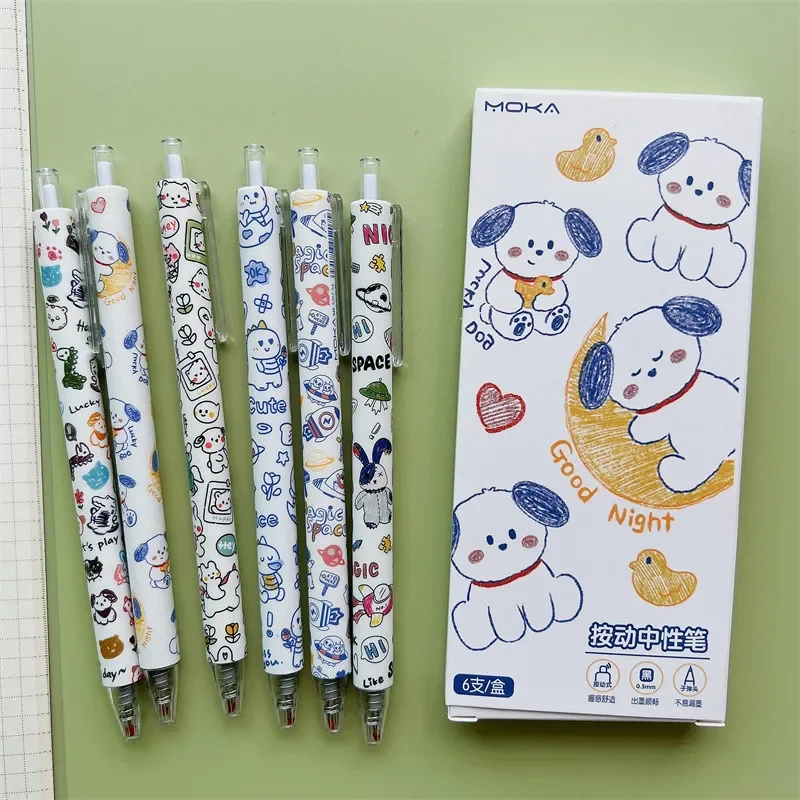 36PCS  Cute push neutral brush question pen student graffiti pen high color value exclusive carbon black pen