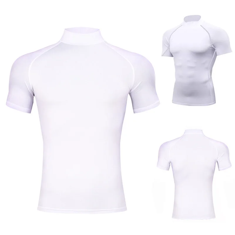 1pcs Men T-Shirts Running Shirt Boys Basketball Shirts Men's Jersey Sportswear Mens Jogging Quick Dry Mock Neck Fitness Tops image 2