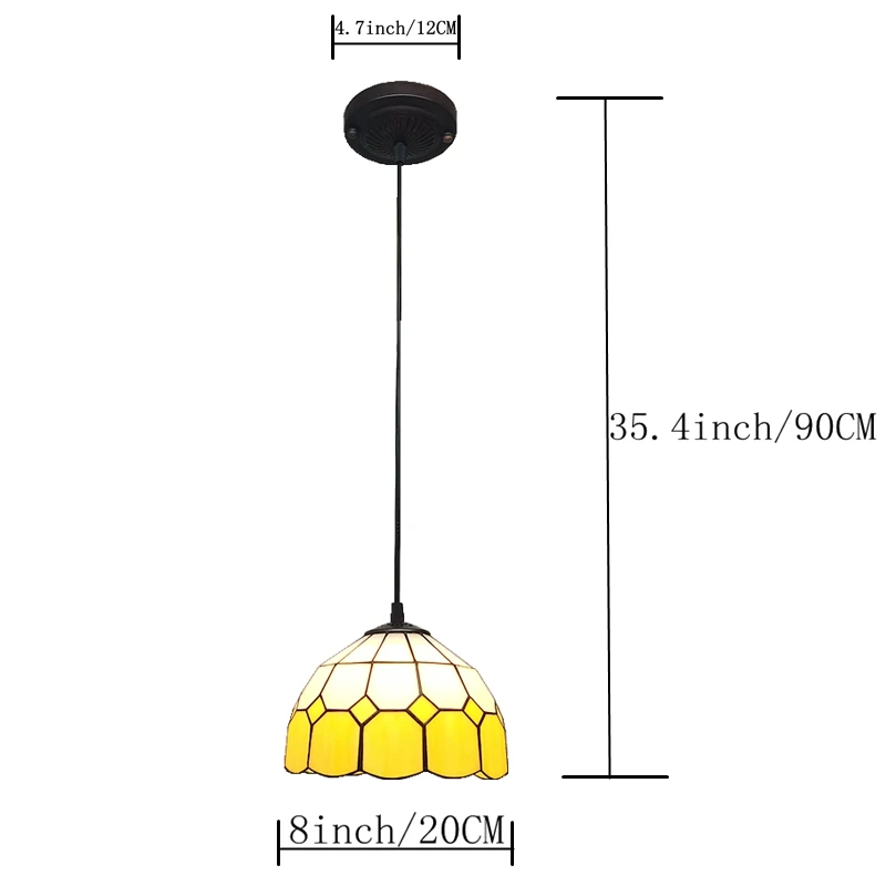 20CM Minimalist Stained Glass Grid Chandelier Tiffany Mediterranean Style Restaurant Bar, Aisle, Balcony Lighting Decoration