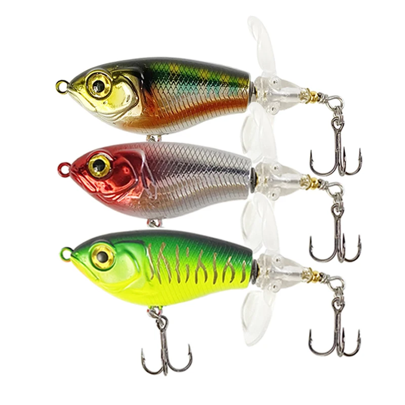 LUHANGT 3 Stück 7/9,5cm Rasselnder Flachtauchender Crankbait Künstlicher Wobbler für Barsch und Hecht Harter Köder Angelköder 3 Farben – Detail 8