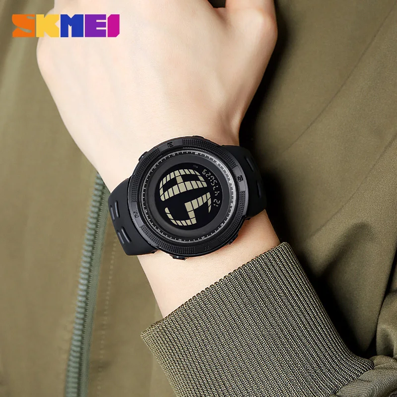 Jam tangan olahraga tahan air untuk pria, SKMEI 2076 jam tangan militer LED Digital Stopwatch tanggal mode kasual