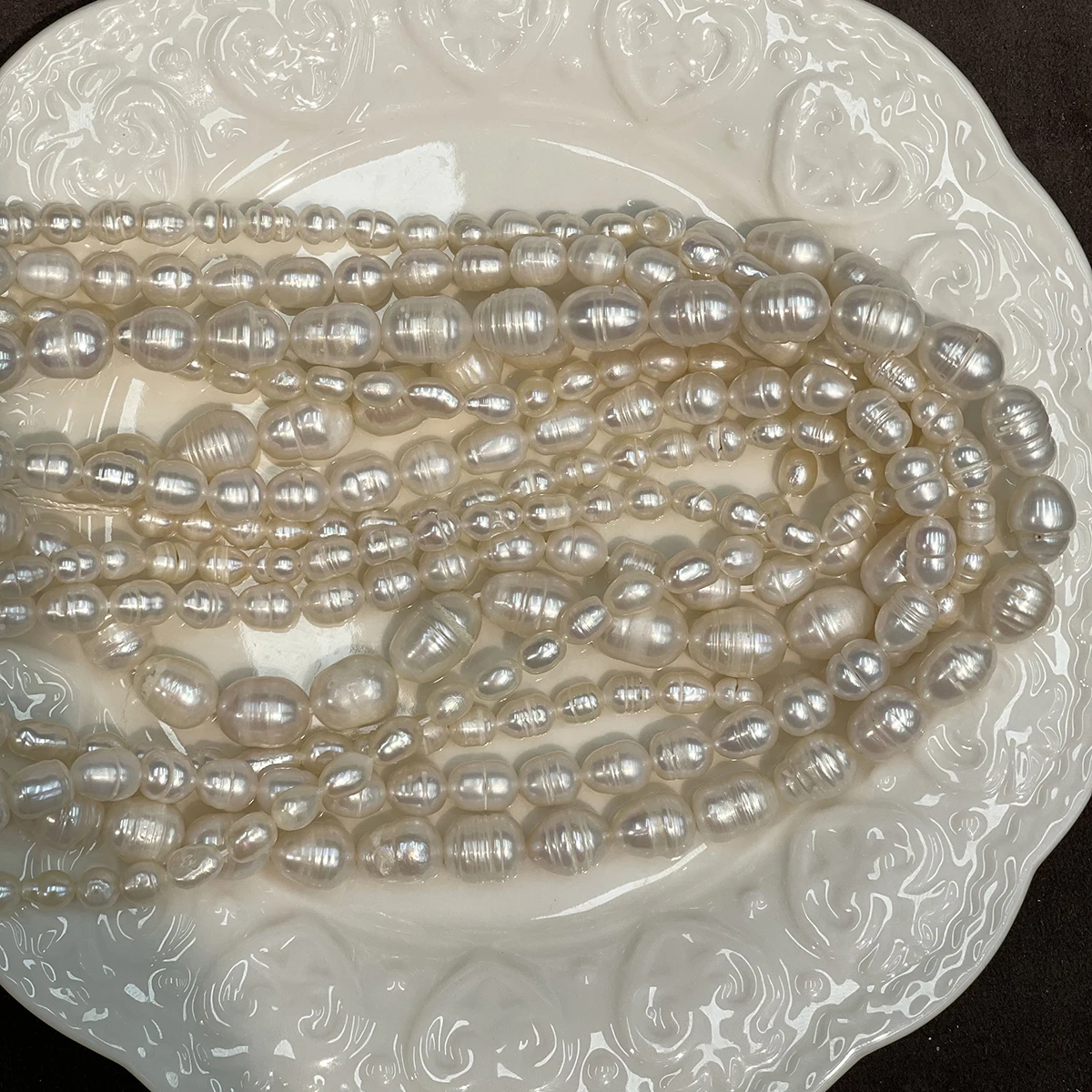 Natural Freshwater Pearl Rice String Necklace 2/3/4/5/6/7/8/9/10mm Semi-Finished Materials DIY Jewelry Accessories Gift Women