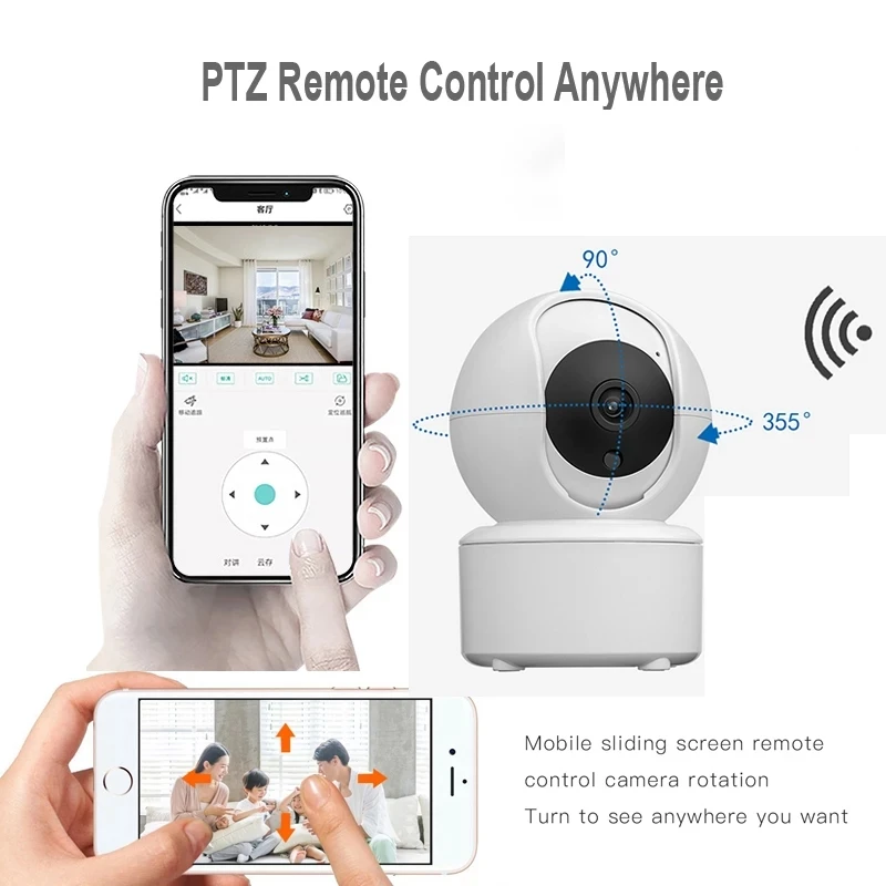 Security Protection PTZ WIFI Camera Wireless Auto Tracking Cctv IP Video Surveillance Night Vision Cloud Smart Home Cam Icsee