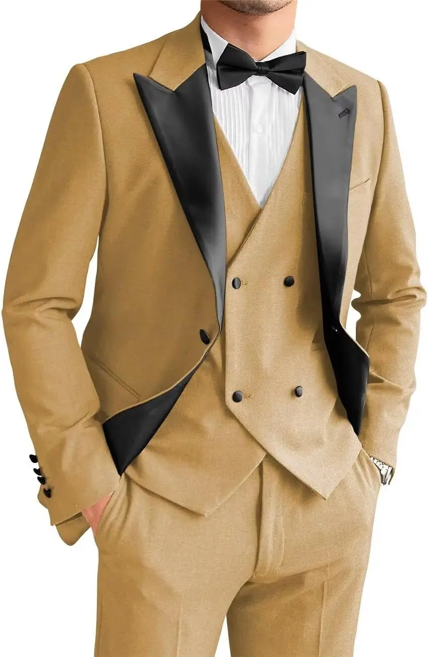 Men's Tuxedo Suit 3 Piece Slim Fit Suits Two Button Blazer Suits for Wedding Prom Party Dinner