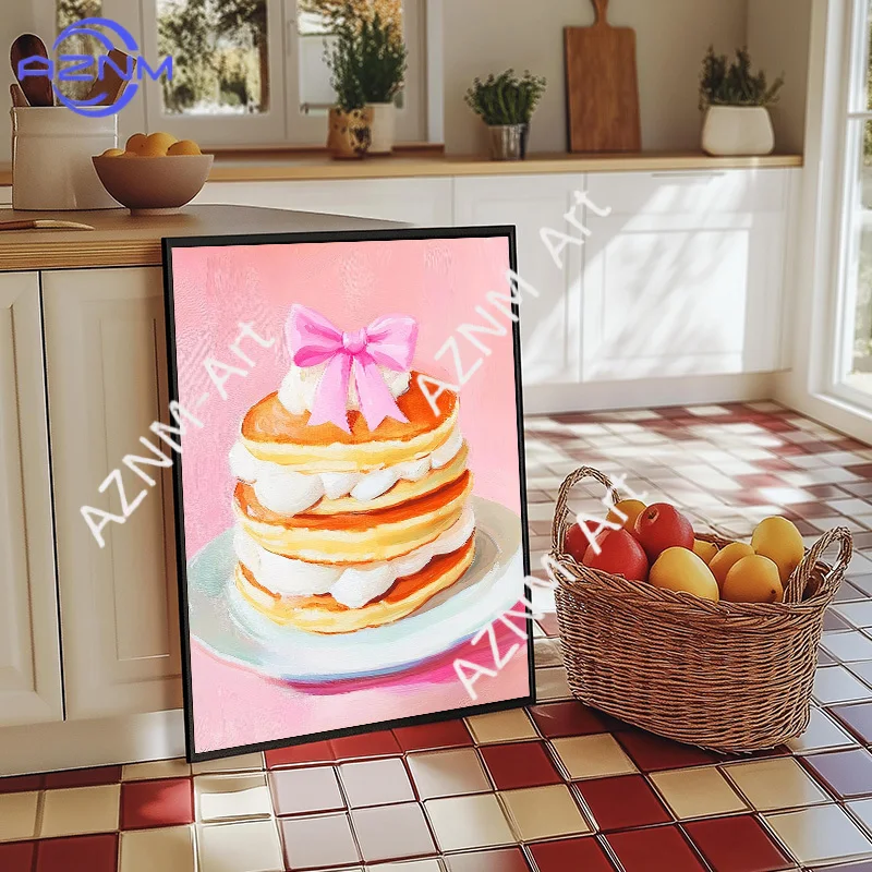 Retro Oil Painting Dessert Food Fruit Soufflé Ice Cream Donut Poster Canvas Prints Art Home Room Dessert Shop Wall Decoration