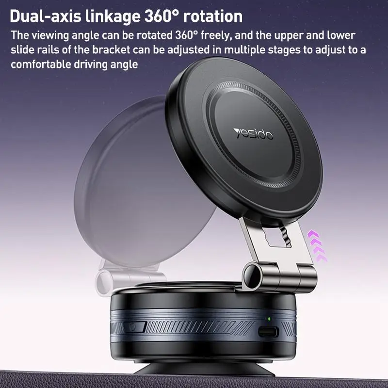 Yesido C255 مركبة الهاتف جبل الكهربائية كوب شفاط المكنسة الكهربائية MagSafe حامل السيارة 360-الدورية للتدوير لمط قاعدة الهاتف