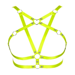 Women Sexy Harness Cage Bra 90's Elastic Body Harness Crop Top Goth Rave Pole Dance Adjustable Body Stocking Bustier