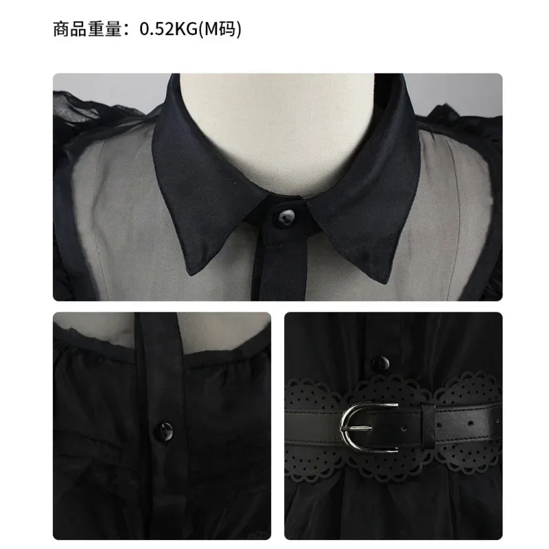 2025 새로운 영화 수요일 코스프레 드레스 수요일 아담스 코스프레 의상 어린이를위한 베스 티드 소녀 드레스 할로윈 카니발 C AA