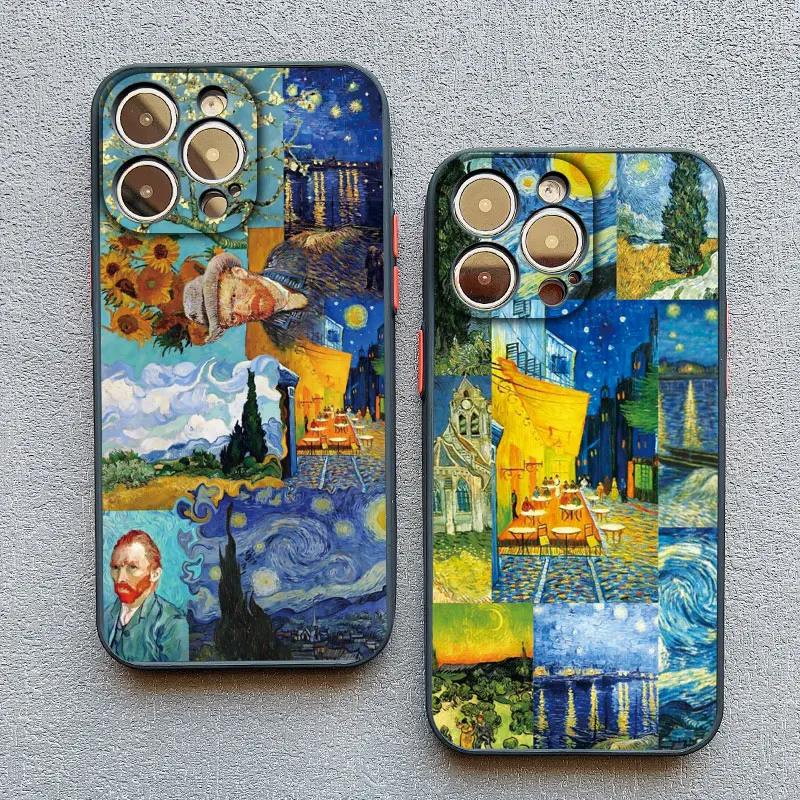 Vintage Van Gogh Handyhülle für iPhone 17 16 13 12 Mini 15 11 14 Pro Max Illustrationshülle für iPhone 16 Plus X XS XR Cover