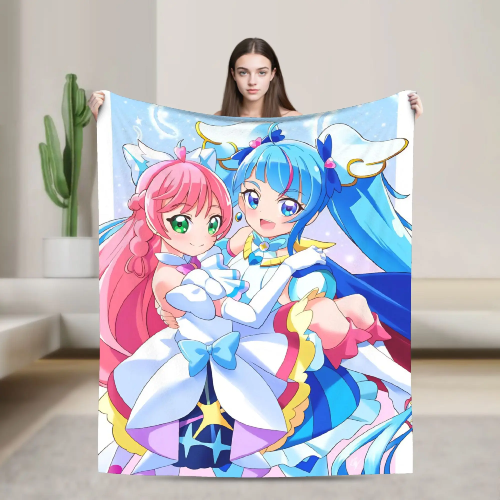 Soaring Sky Pretty Cure Merch Blanket Cozy Soft  Throw Blankets for Sofa 50x60 Inches Multiple Sizes Bedding Throws