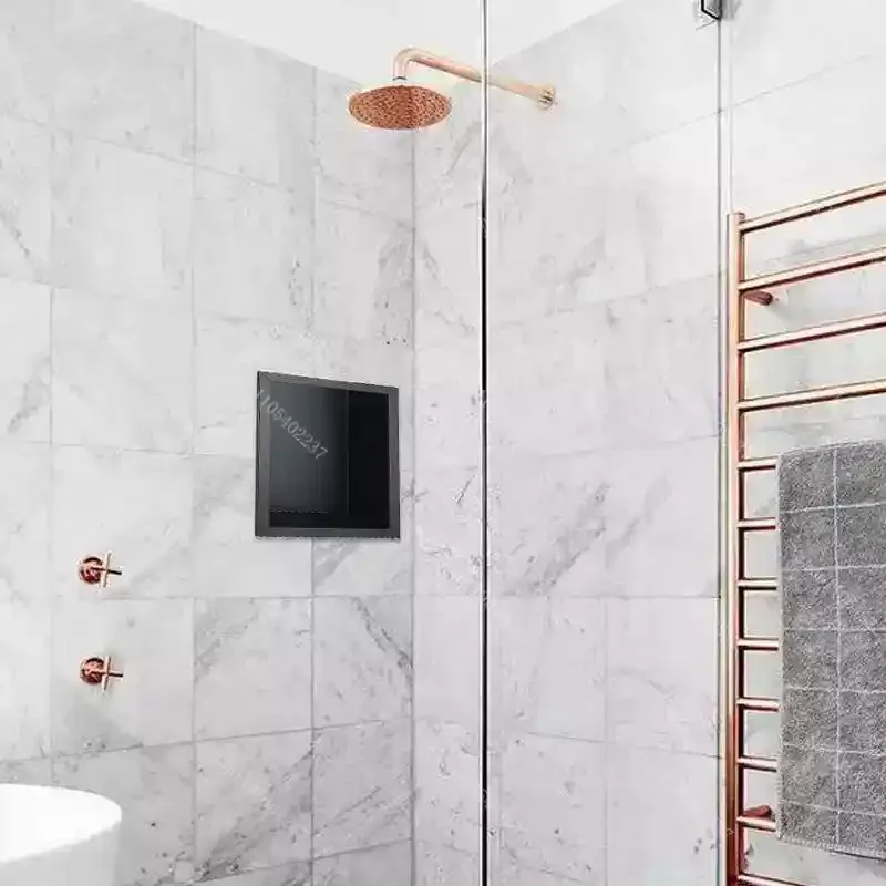 304 Stainless Steel Wall Recessed Niche Matte Black Concealed Embedded Shower Niche Hotel Bathroom Accessory