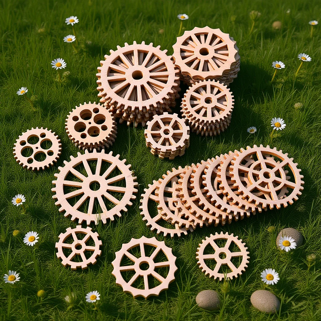 

50pcs Wooden Gear Hanging Pendant Craft Set Wood Slices For Diy Home Decor Wall Art Christmas Wedding Decoration Handicraft