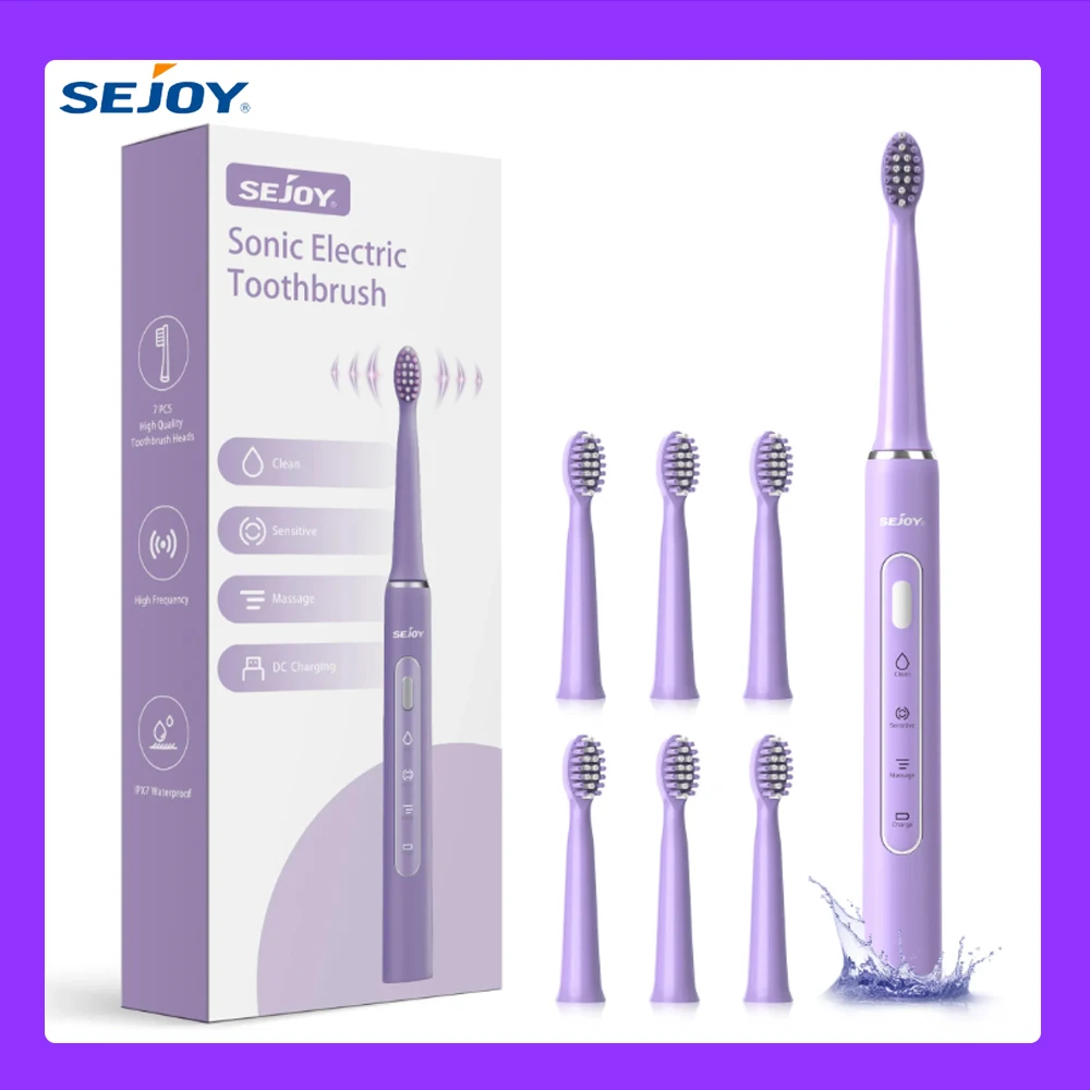 SEJOY Oral Cleaning Sonic Electric Toothbrush Personal Care Appliances IPX7 3 Modes Smart Rechargeable Automatic Toothbrush