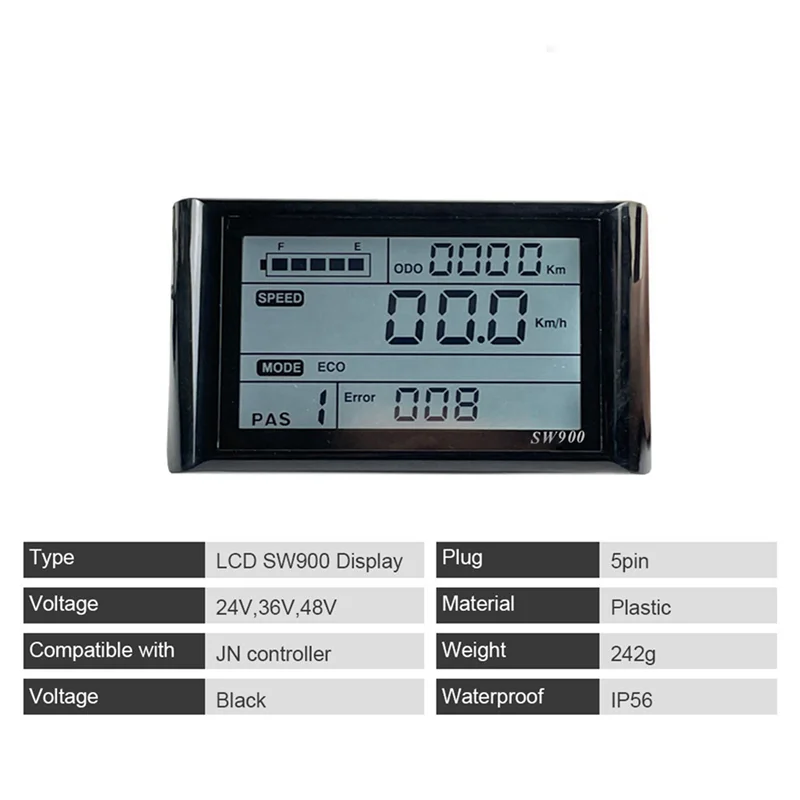 

ABHT-2X 36V 48V 750W 1000W Three-Mode 12 Tubes Brushless 30A Controller Throttle Brake Kit With LED SW900 Display