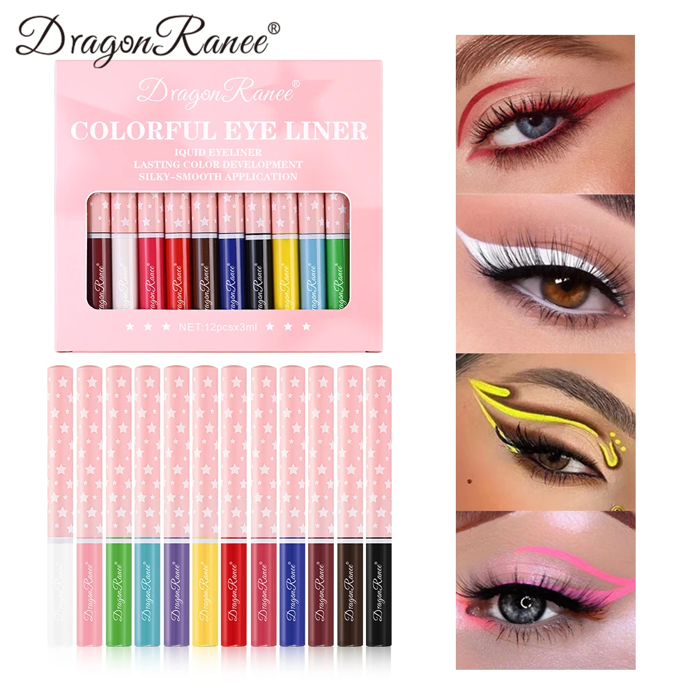 12本/セット アイライナーペンセット、速乾性、滑らか、にじみにくい、超極細、長持ち、色褪せない、正確な輪郭形成、ホリデーパーティーアイシャドウペンセット