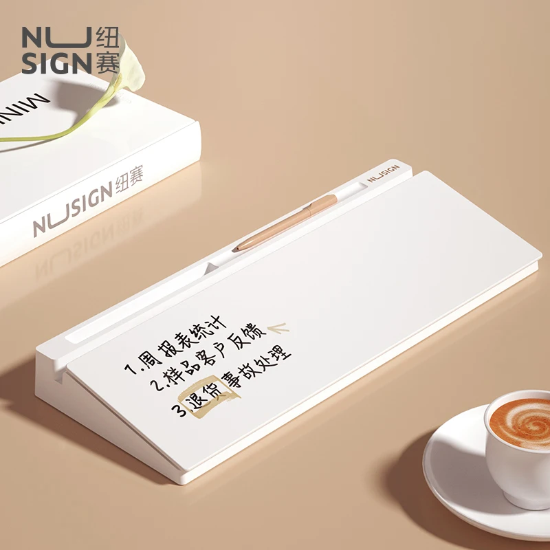 

Deli Nusign NS124 Desktop Storage Glass Panel Message Board White Board 45x15cm Stationery Box Kit With Whiteboard Pen & Eraser