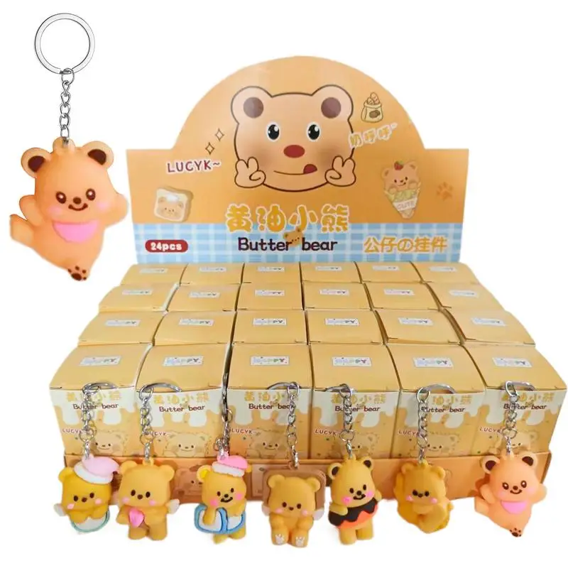 Action Figure Collection Cartoon Butter Bear Model Toy Pendant Bright Colors Crafts Decoration For Mobile Phones Bags Car Keys