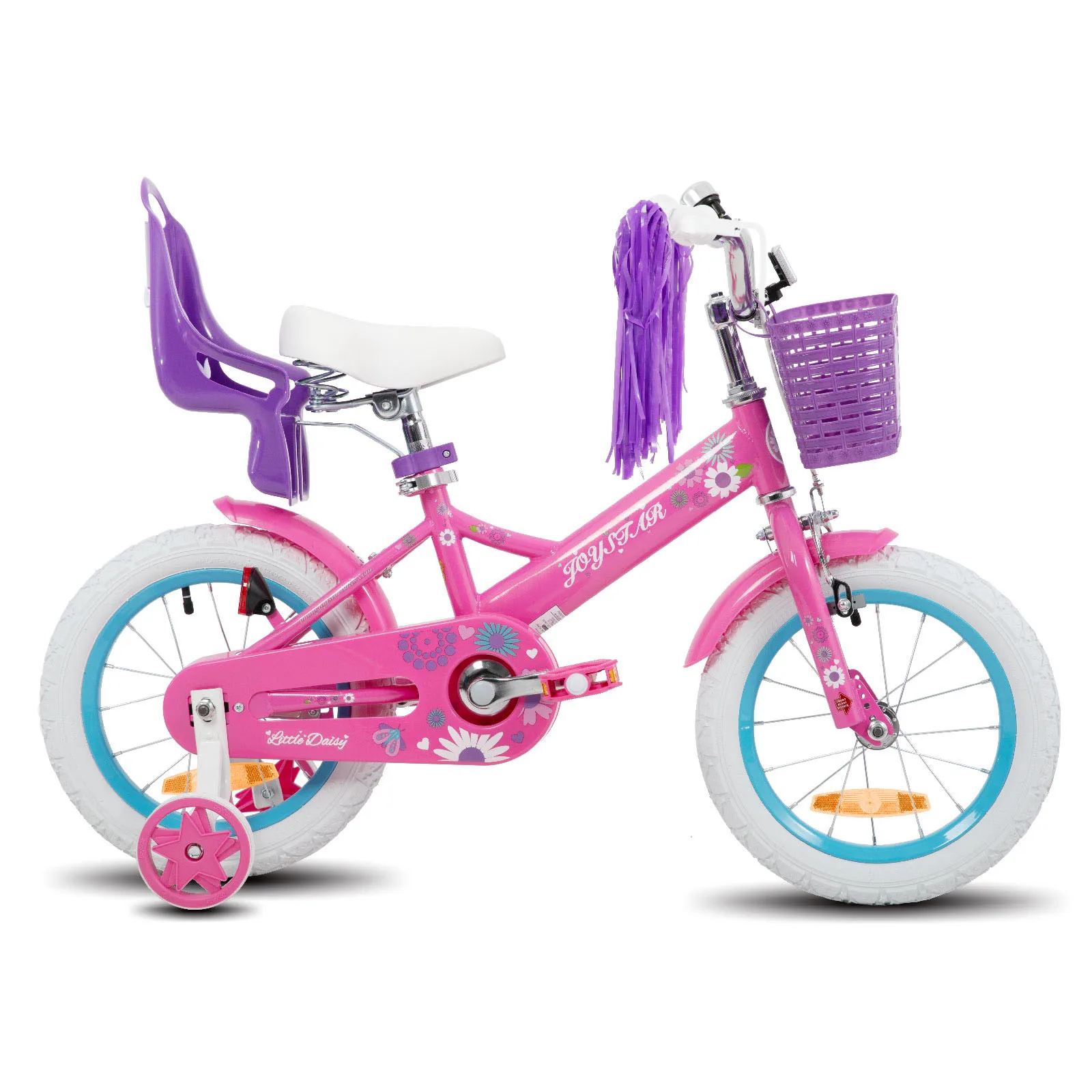 JOYSTAR Little Daisy kinderfiets voor meisjes van 2-7 jaar, fietsen met poppenfietsstoeltje en streamers, loopstoeltje