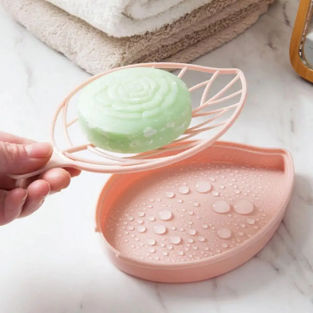 Fashion PP Material Double Layer Draining Tray Leaf Shape Soap Holder Soap Dish Bathroom Accessories Soap Storage Rack