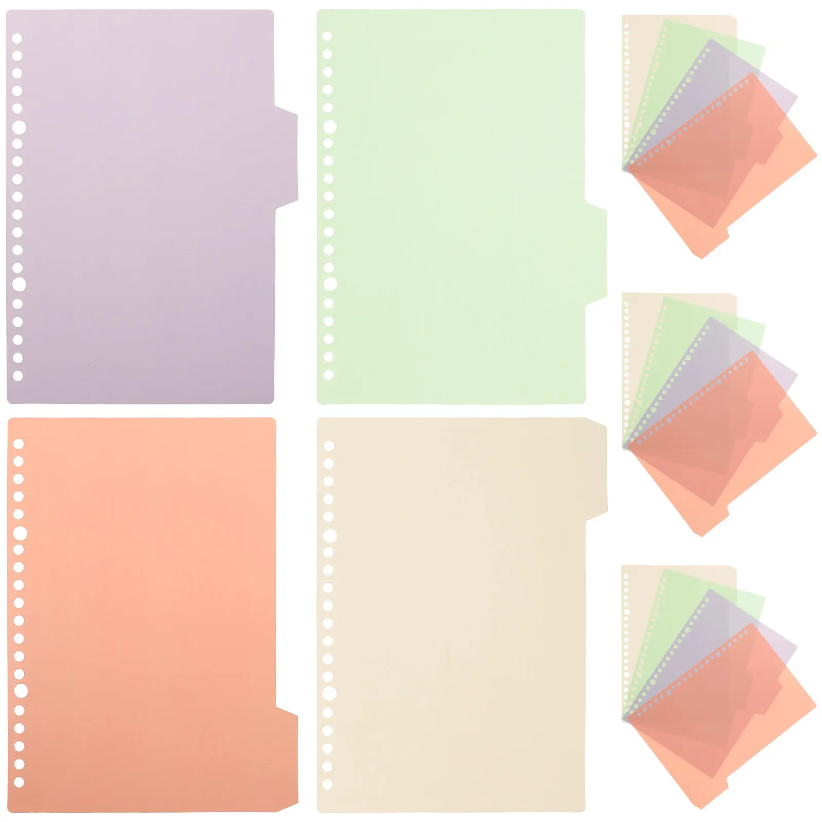 10Sets Punchable Colored Index Dividers for Binder Loose Leaf Notebooks Tabbed Classification Pages Creative Document Sorting