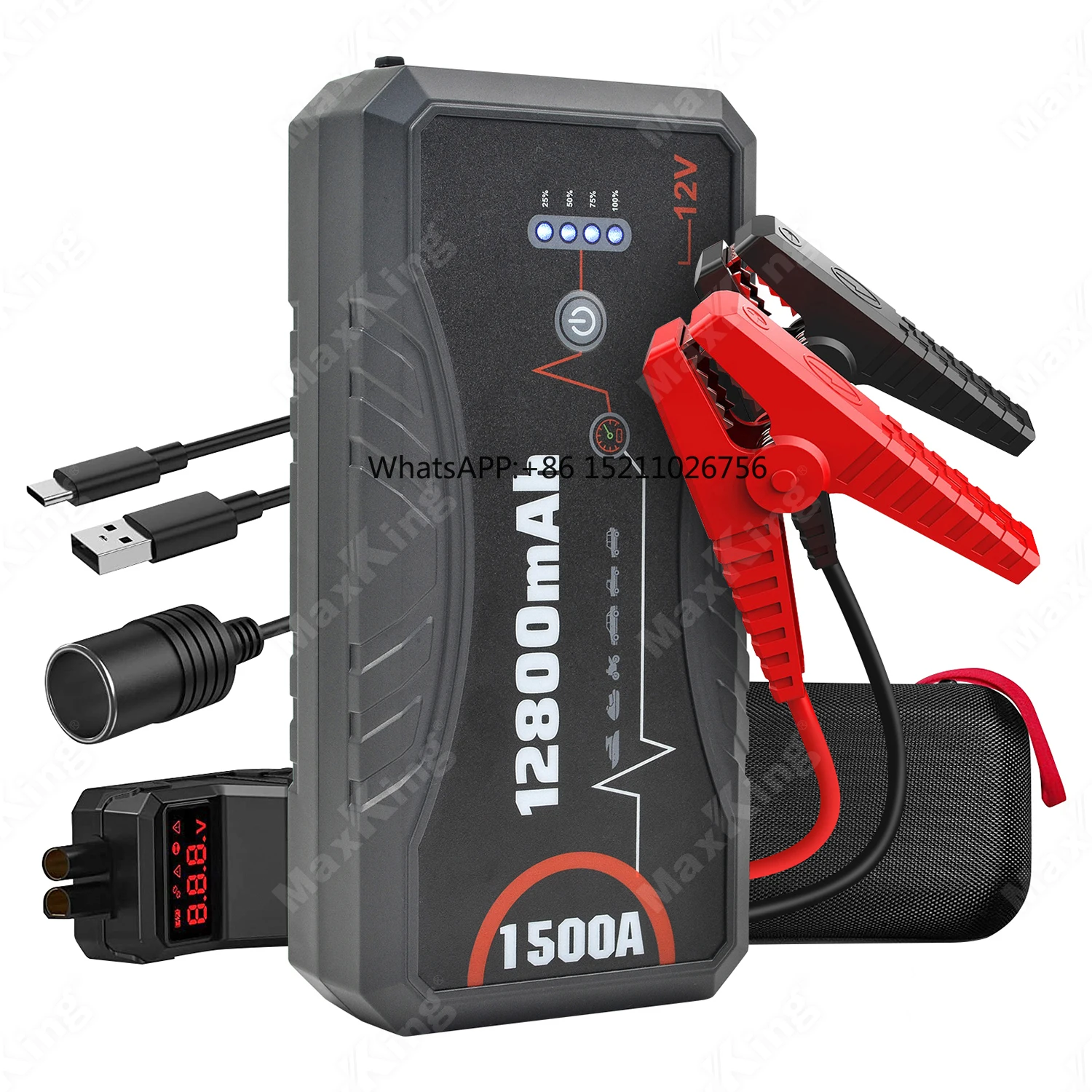 Hot Sale Portable Mini 12V 1500A Jump Starter Power Bank For Car High Capacity 12800mAh