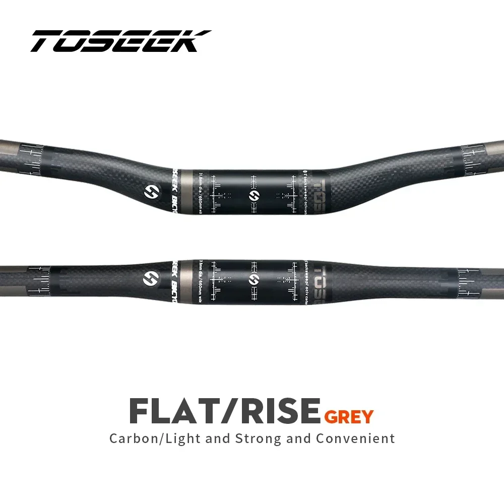 TOSEEK Carbon Fiber Handlebar MTB Handlebar Flat Rise Handlebar 31.8*580/600/620/640/660/680/700/720/740/760mm Matte Bike Parts