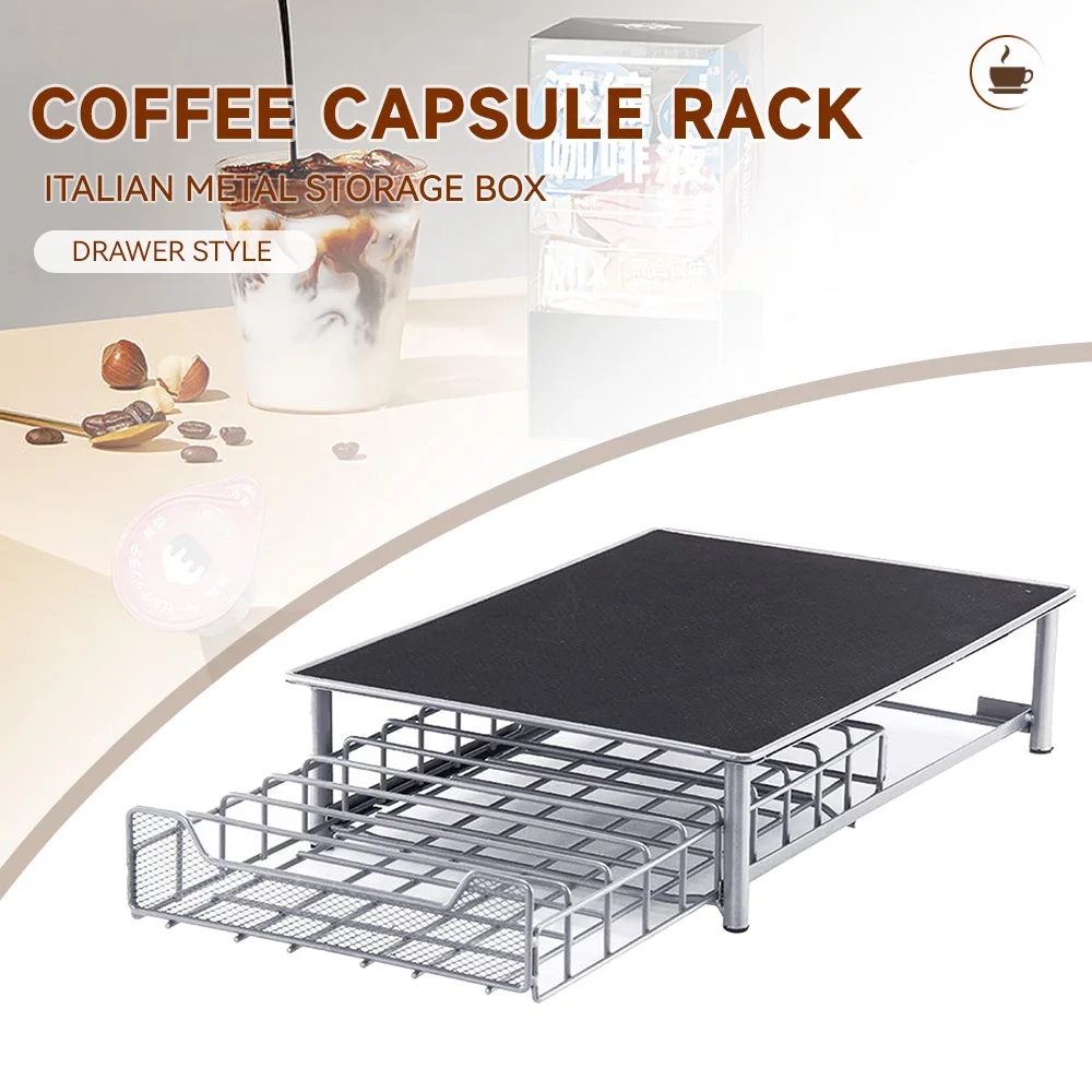 30 Pod Coffee Capsules Storage Metal Holder Sliding Drawer Capsual Rack Organizer Stand Tray For Office Home Kitchen Storage