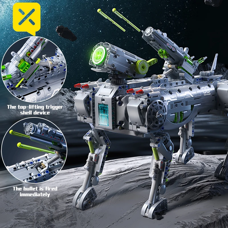 Mechanical Robot Dog Building Block Set with Rotating Flexible Tail Suitable for Children and Adults Christmas Gift