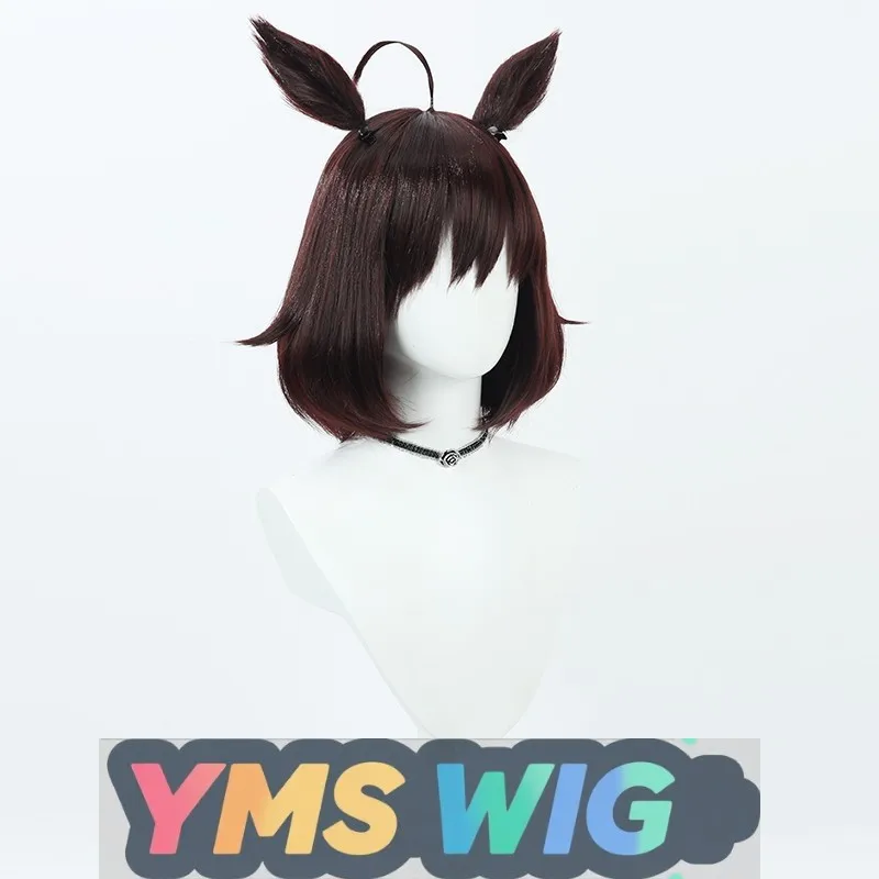 [ YMS WIG ] Peruka Cosplay Mahjong Soul PONG Ichi-hime, Zintegrowane Ahoge, Uszy w Kolorze Peruki