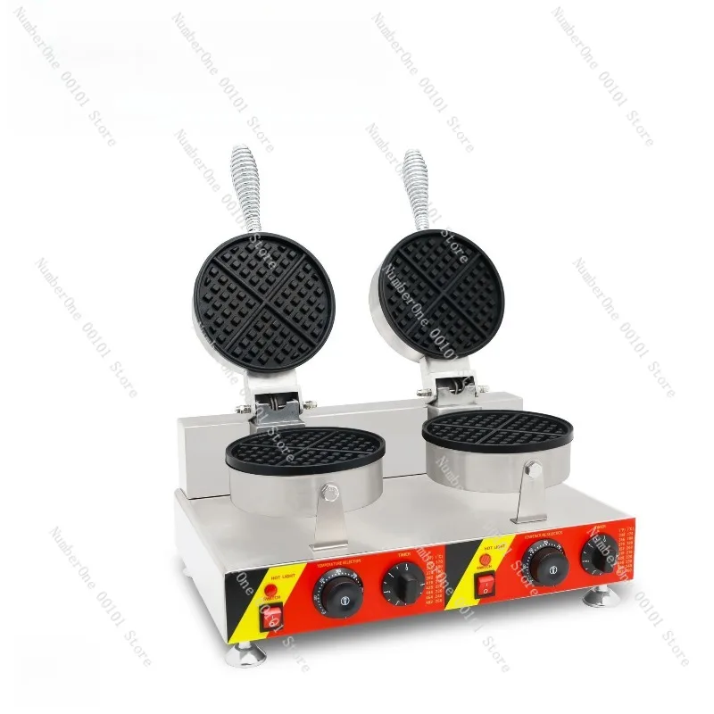 Double Head Waffle Maker Electric Pancake Baker Commercial Grid Waffle Iron Machine Non Stick Heating Plate Breakfast Dessert