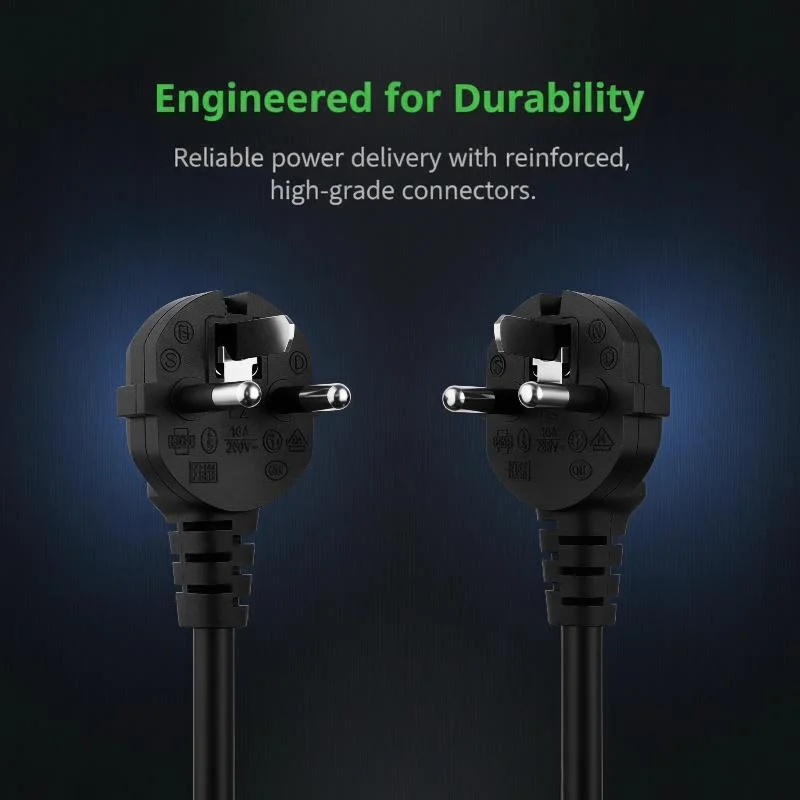 1Pcs 1.2/1.5 Meters 5FT 2Pin 18 AWG 60C 250V Universal Power Cord Cable EU Plug For Type F CEE 717 To IEC-320-C13 Black