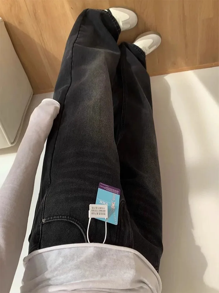 ارتفاع الخصر بلا الجينز النساء فضفاض بنطال ذو قصة أرجل واسعة مستقيم قطع عادية Sle الخريف جديد حجم كبير طول الأرض بنطلون #3