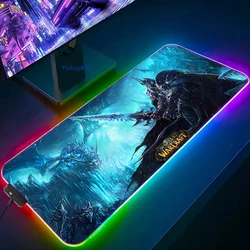 World Of Warcraft LED Backlight Gaming Mousepad Gamer Mousepads RGB Mouse Pad Non-Slip Rubber Deskmats Keyboard Desk Mat WOW