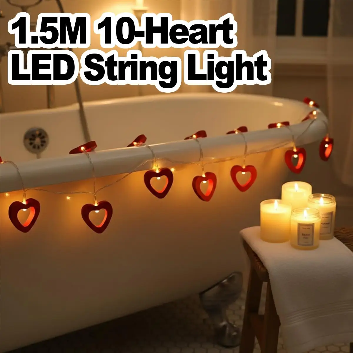 

1.5m Wooden String Light Red Fairy Lights Led Holiday Decoration Decorative Indoor Warm White Battery Powered For Birthday White
