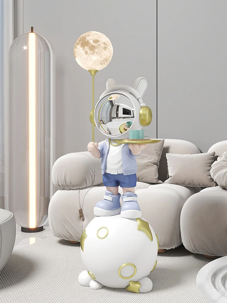 Nordic Room Decor Astronaut Sculptures Home Decoration Large Floor Lunar Lamp Statue Light Luxury Decoration Home Accessories