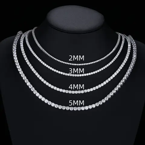 D VVS1 Full Moissanite Tennis Necklace S925 Sterling Silver with GRA Necklaces for Women Man Sparkling Party Fashion Jewelry