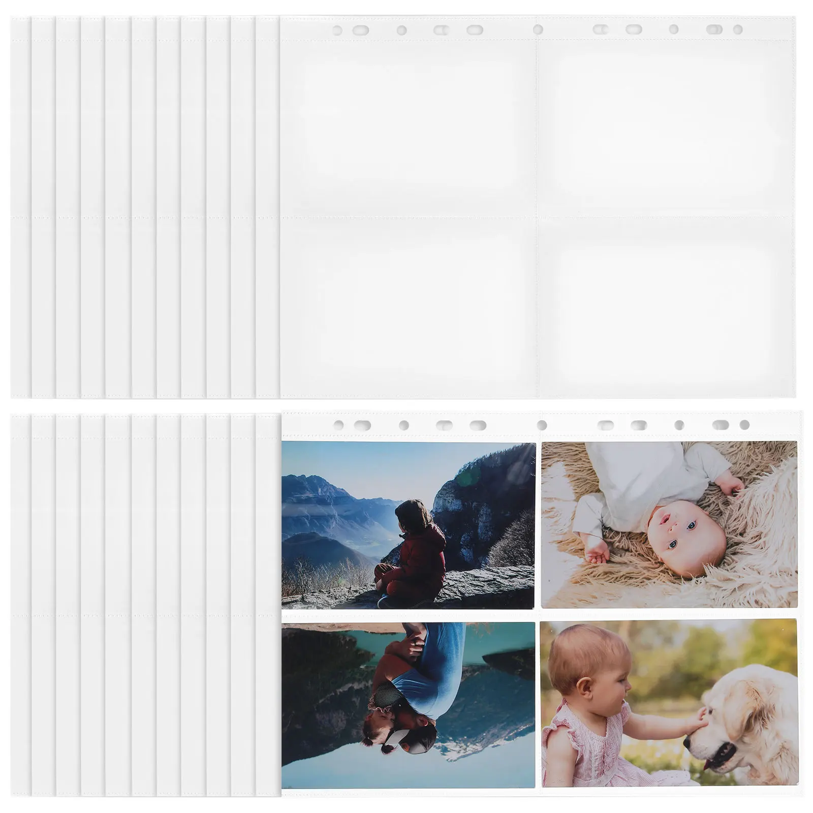 

30 pcs Four Grid Sleeves Transparent Binder Inner Pp Material Protective Layer Lightweight Travel Friendly Showcase