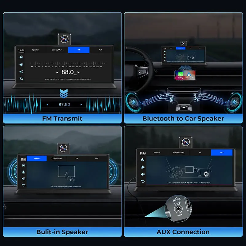 11.3" Car DVR 4K Dashboard Wireless Carplay Android auto Touch Screen Dash Cam Dual Len Video Recorder GPS Navigation FM AUX BT - view 5