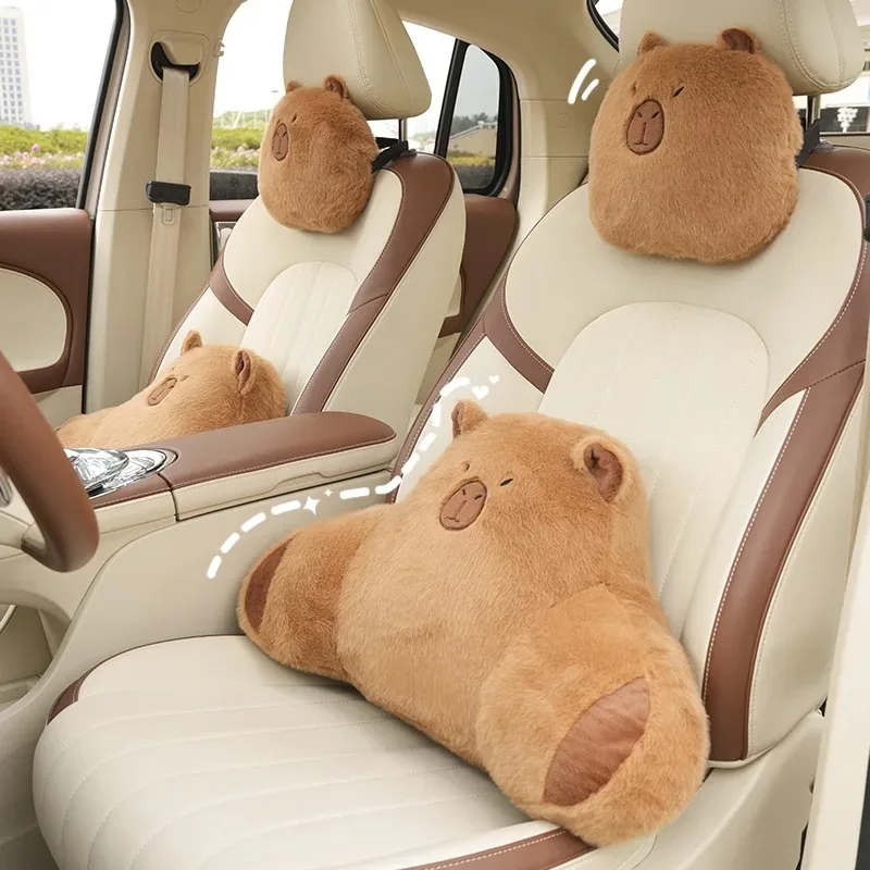 

Plush car headrest lumbar support can love Kapibara general car headrest neck pillow cartoon car throw pillow