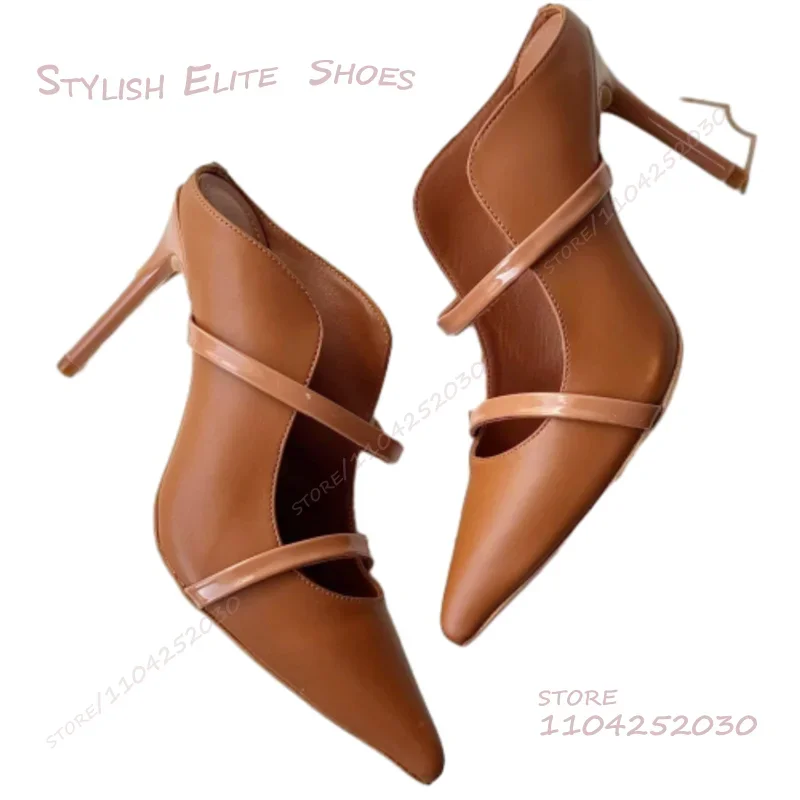 Marrom escuro cáqui pétala lado oco saltos feminino couro dourado camurça preta stiletto bomba casual verão estilingue chinelos cinto sapato